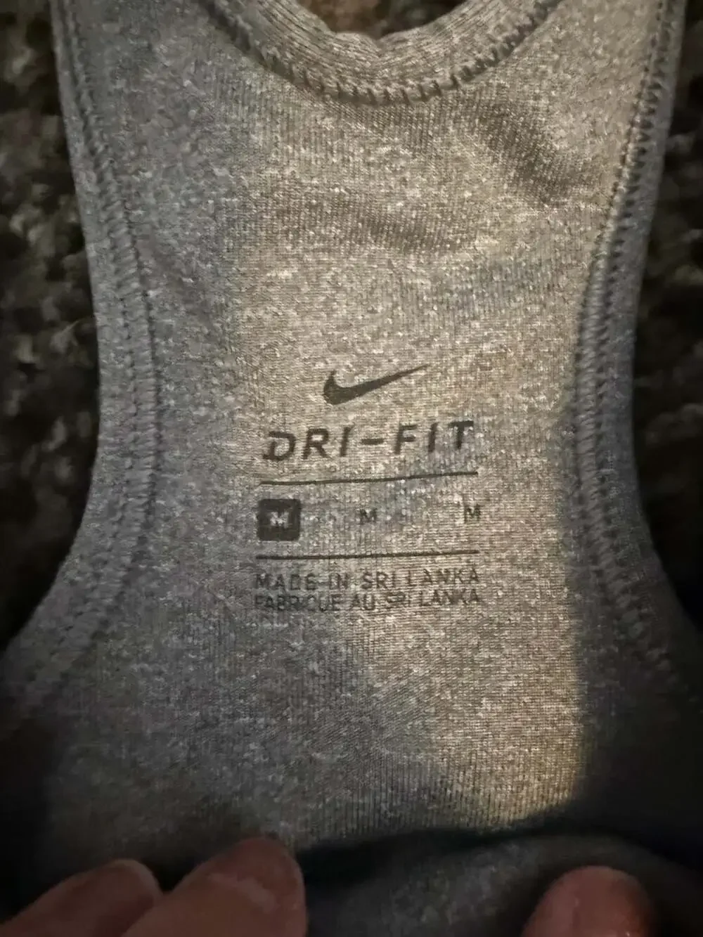 Nike Dri-Fit Sports Bra Size M Gray Racerback Swoosh